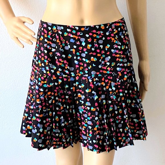 Pleated Mini Skirt | Polka Dot Skirt | Colorful Skirt | Low Waist Skirt | Size 4 - Picture 1 of 8